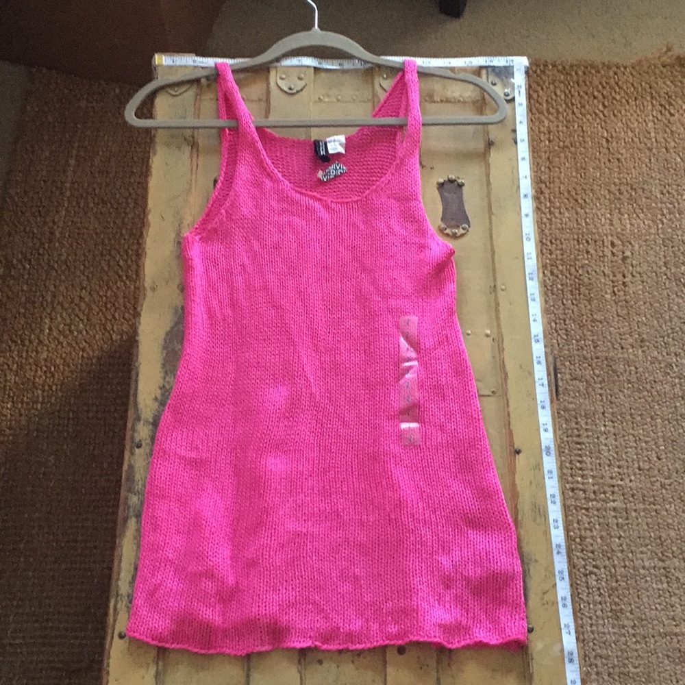 NWT H&M DIVIDED HOT PINK WOVEN SLVLSS TANK TOP 2 - Picture 2 of 8